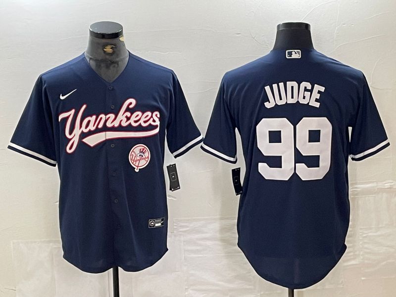 Men New York Yankees #99 Judge Dark blue Second generation joint name Nike 2024 MLB Jersey style 4